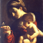 Guercino, La Madonna col Bambino (La Madonna del passero). Bologna, Pinacoteca Nazionale (lascito Denis Mahon) cm 78,5 x 58. Olio su tela.
