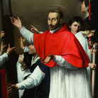 Carlo Saraceni, San Carlo Borromeo porta in processione il chiodo della croce, 1618 ca., Chiesa di Santa Lorenzo in Lucina, Roma. - Roma