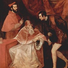 Tiziano Vecellio (1490 - 1576), Ritratto di papa Paolo III con i nipoti Alessandro ed Ottavio Farnese, 1546, Olio su tela, 210 x 176 cm, Napoli, Museo e Real Bosco di Capodimonte