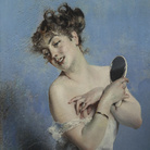 Giovanni Boldini, Giovane donna in déshabillé (La toilette), 1880 circa, Collezione privata