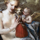 Pietro Liberi (1605 - 1687), Venere, Amore e cagnolino vestito da bambina, Olio su tela, 103 x 75 cm, Collezione privata