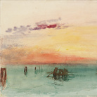 Joseph Mallord William Turner, Venice: Looking across the Lagoon at Sunset, 1840, Acquerello su carta, 304 x 244 mm, Tate, Accepted by the nation as part of the Turner Bequest 1856 | Courtesy of Chiostro del Bramante 2018