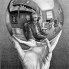 Maurits Cornelis Escher, Mano con sfera riflettente, 1935, Litografia 21.3 x 31 cm, Collezione privata All M.C. Escher works 