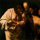 Caravaggio, Incredulità di san Tommaso, 1601-1602, olio su tela, 118x156,5 cm.