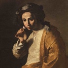 Collezione De Vito, Maestro dell'annuncio ai pastori (Juan Dò?), Giovane che odora una rosa, 1640-1645 circa, Olio su tela, 79 x 104 cm