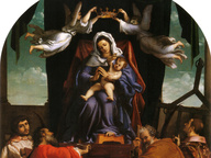 immagine di Madonna con il Bambino e i santi Giacomo Maggiore, Andrea, Cosma e Damiano