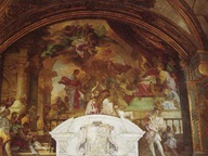 immagine di San Francesco offre le rose al Papa