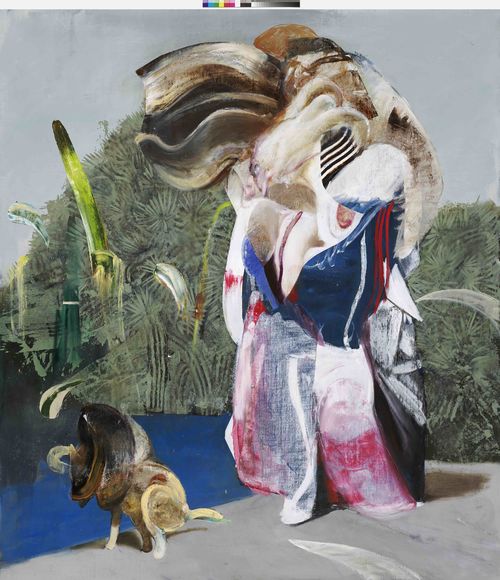 Adrian Ghenie, <em>Figure with Dog</em>, 2019, Olio su tela, 200 x 250 cm | &copy; Adrian Ghenie / Galerie Thaddaeus Ropac, London &middot; Paris &middot; Salzburg<br /><br />