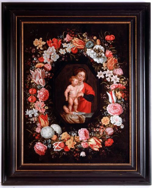 Pieter Paul Rubens e Jan Brueghel il Vecchio, Madonna col Bambino in una ghirlanda di fiori. 1616-18