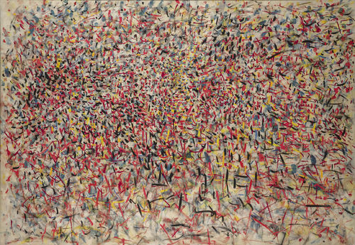 Tancredi Parmeggiani, <em>Primavera</em>, 1951 (datato 1952), Guazzo e pastello su carta, 100 x 69.8 cm, The Museum of Modern Art, New York | Donazione Peggy Guggenheim, 1952