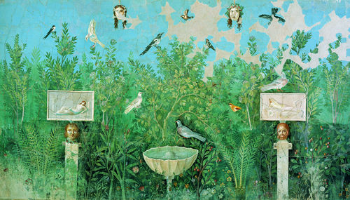 Pittura di giardino Affresco, alt. cm 200; largh. cm 275 30-35 d.C. Da Pompei, Casa del Bracciale d&rsquo;Oro