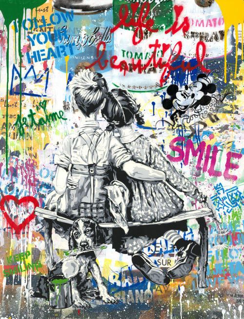 Mr. Brainwash, Work Well Together, 2023. Mixed technique on paper, 50x38 cm. 