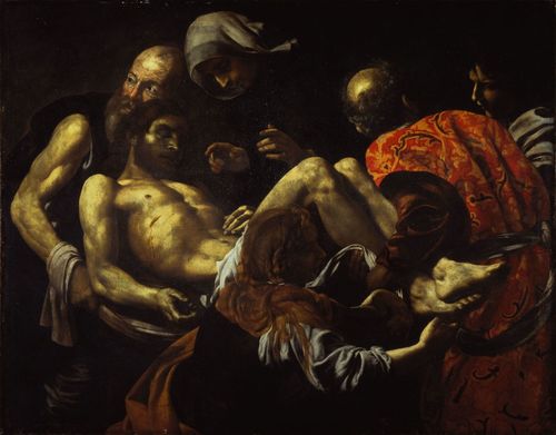 Giovan Battista Caracciolo, detto Battistello, Cristo morto trasportato al sepolcro primo quarto del XVII secolo. Olio su tela, cm. 128 x 164