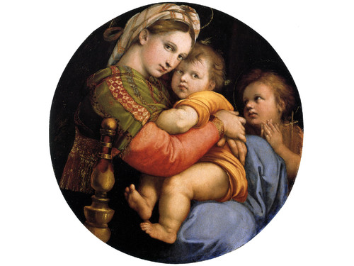 Raffaello Sanzio, <em>Madonna della Seggiola</em>, 1513-1514 circa, Olio su tavola,  71 x 71 cm, Galleria Palatina, Palazzo Pitti,  Firenze