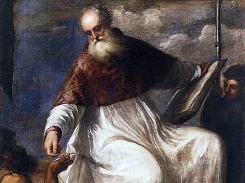 Tiziano Vecellio, San Giovanni Elemosinario, 1549-1550, Venezia, Chiesa di San Giovanni Elemosinario.<br id=