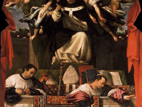 Lorenzo Lotto, <em>Elemosina di Sant'Antonino, </em>1542 ca., olio su tela, Basilica dei Santi Giovanni e Paolo, Venezia.