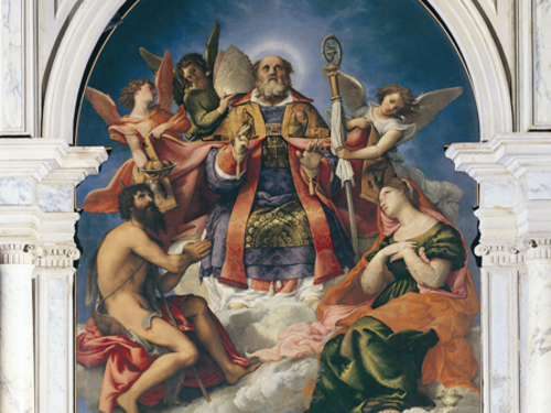 Lorenzo Lotto, San Nicola in gloria e santi