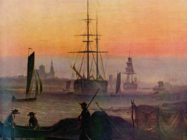 Caspar David Friedrich,<em> Navi nel porto di Greifswald</em>, 1810, 90 × 70 cm