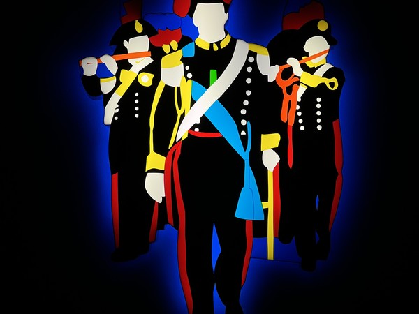 Marco Lodola, Banda dei Carabinieri, scultura in neon e perspex. Pezzo Unico, 80x115 cm.