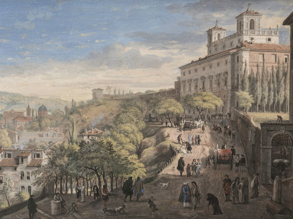 Gaspar van Wittel, Veduta di Roma con Villa Medici, 1683, Tempera su pergamena, 22.8 × 43.5 cm, Inv. 1413, Roma, Gallerie Nazionali di Arte Antica | © Gallerie Nazionali di Arte Antica, Roma (MiC) - Bibliotheca Hertziana, Istituto Max Planck per la storia dell'arte / Enrico Fontolan