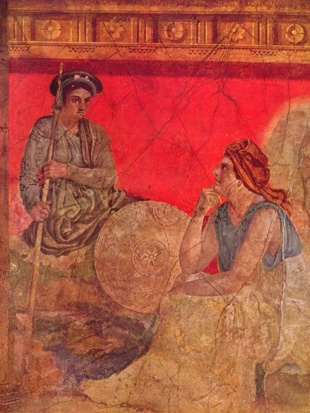 Affresco raffigurante un principe macedone con un filosofo