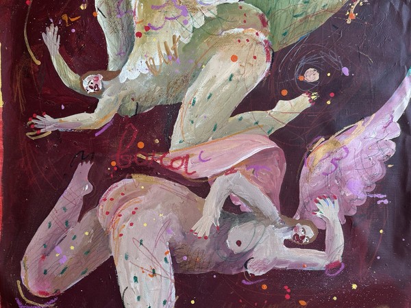 Iryna Maksymova, Angels, 2023, acrilico su tela, 50x50 cm.