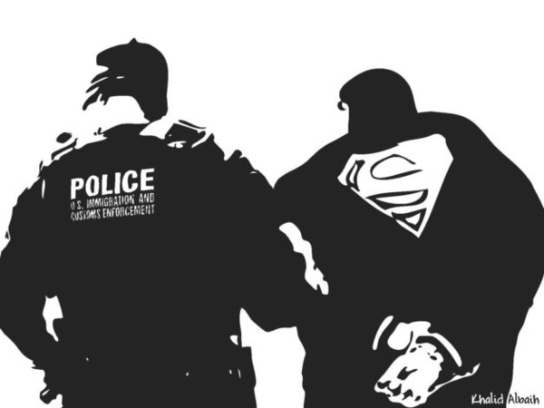 Khalid Albaih, <em>Superman is an illegal</em>, immigrant, immagine digitale, 2020