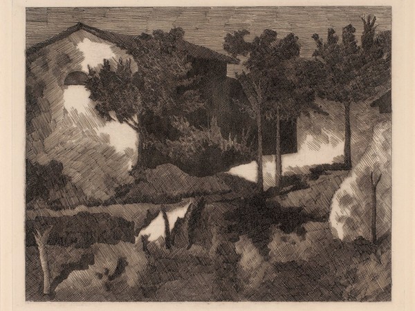 Giorgio Morandi, Paesaggio del Poggio, 1927, acquaforte su rame. Istituzione Bologna Musei | Museo Morandi
