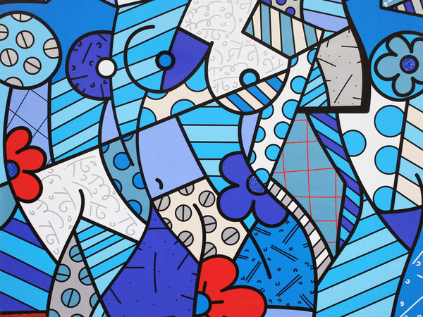 Romero Britto, Trinity, 2017, serigrafia su tela con polvere di diamante, cm. 132x132