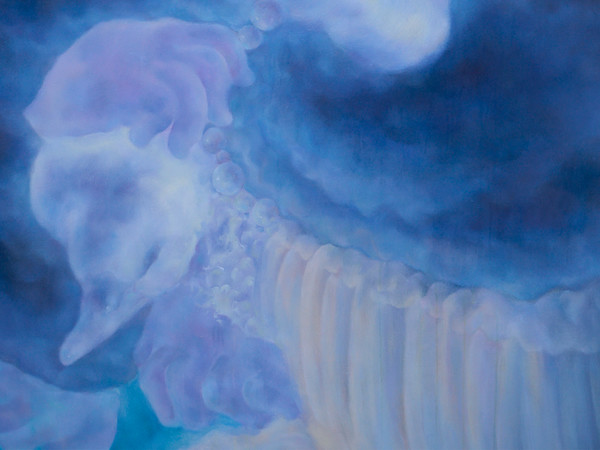 Zhenlin Zhang, Sign language, 2024. Oil on linens, 155x140 cm. (detail)