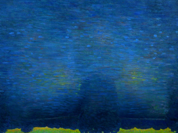 Ettore Fico, Paesaggio lacustre, 1985, olio su tela, cm. 119x139