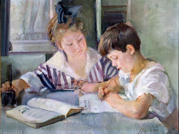 Armando Spadini, Bambini che studiano, 1918