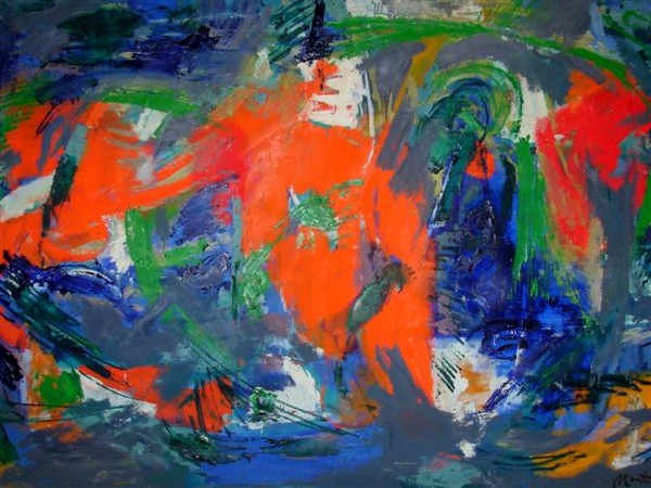 L. Montanarini, Composizione, 1958, olio su tela