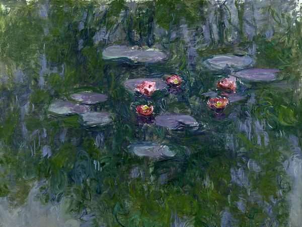 Claude Monet, <em>Ninfee</em>, 1916-1919 circa. Olio su tela, 130x152 cm. Parigi, Musée Marmottan Monet, lascito Michel Monet, 1966. Inv. 5098