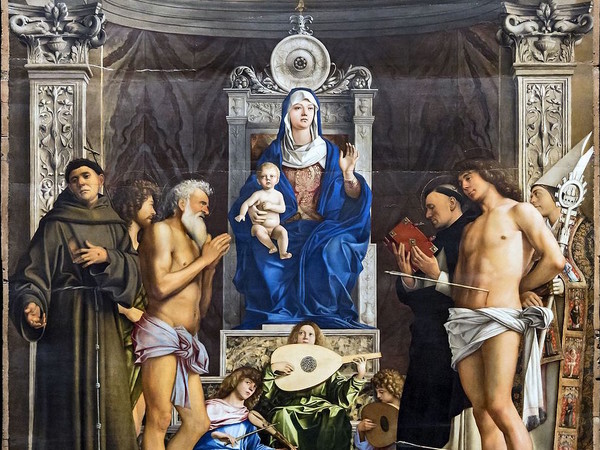 Giovanni Bellini, Pala di San Giobbe, 1487 ca., olio su pannello, 471×259 cm. Gallerie dell'Accademia, Venezia (part.)