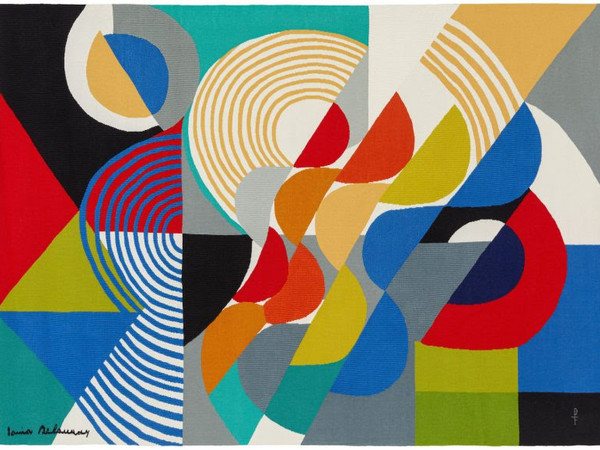 Sonia Delaunay, Rythmes Ondulatoires, 1973, arazzo tessuto a mano, cm. 233 x 167, firmato Sonia Delaunay Ateliers Pinton (Francia). Esposta a ArtePadova dalla Galleria Antonio Verolino