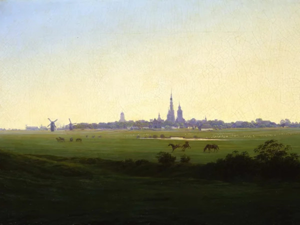 Caspar David Friedrich, <em>Wiesen bei Greifswald</em>, 1821/22 © Hamburger Kunsthalle/bpk, Foto: Elke Walford